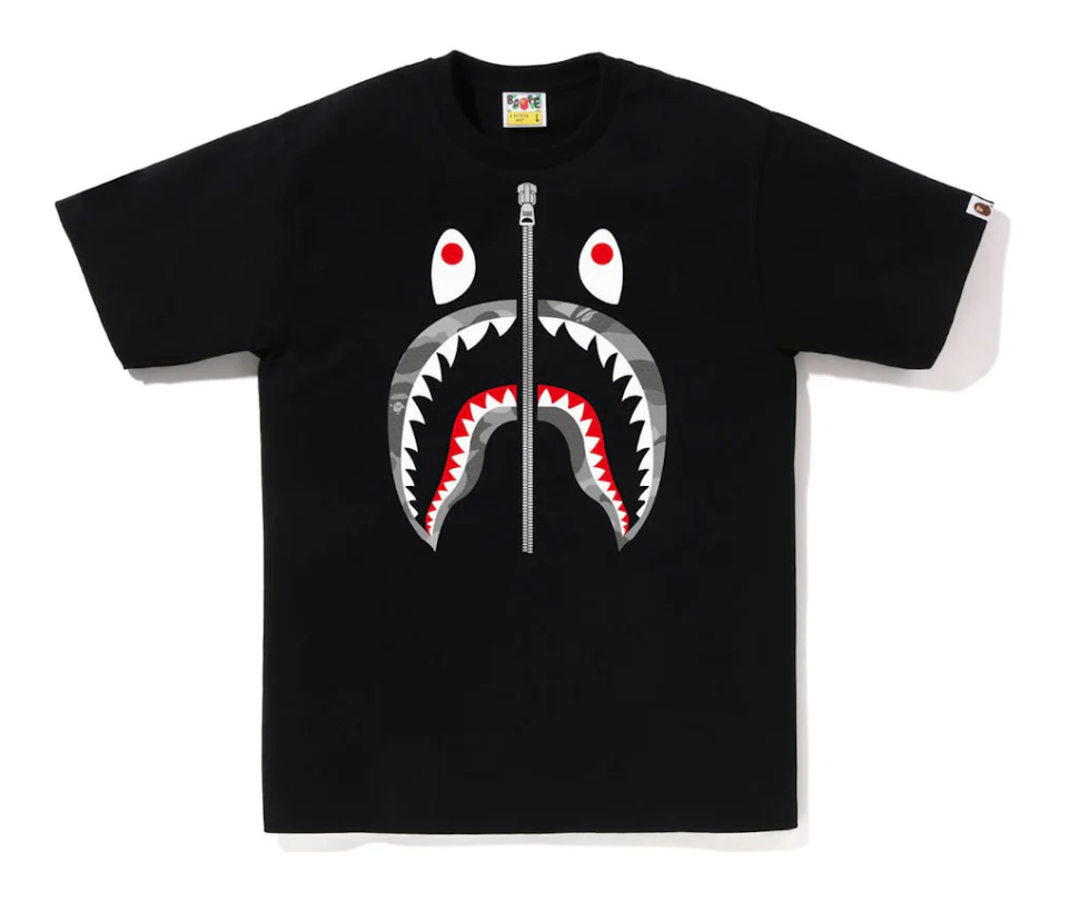 BAPE Honeycomb Camo Shark Tee Black/Grey