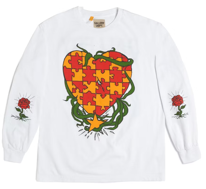 Gallery Dept Puzzle Heart L/S Tee White