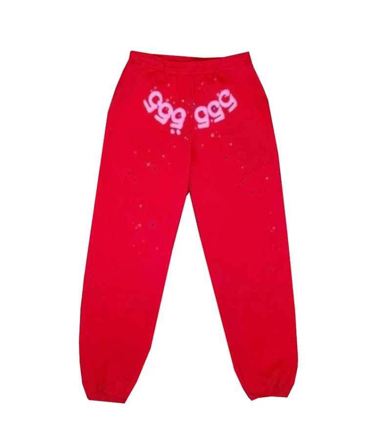 Sp5der Worldwide Red Angel Number 555 Sweatpants Red