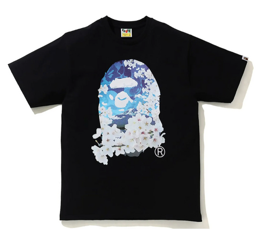 BAPE Sakura Photo Ape Head Tee Black