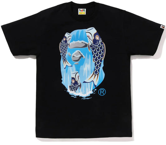 BAPE Koinobori Waterfall Ape Head Tee Black