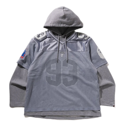 BAPE MULTI LOGO LAYERED SLEEVES RELAXED FIT FOOTBALL JERSEY