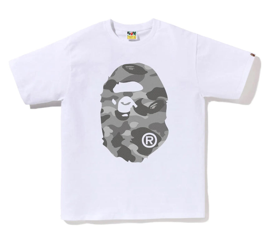 BAPE Honeycomb Camo Big Ape Head Tee White/Grey