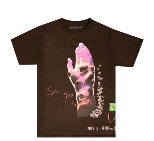 Travis Scott All Seeing Hands Tee Brown