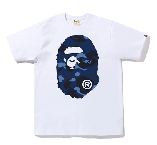 BAPE Color Camo Big Ape Head Tee White Blue