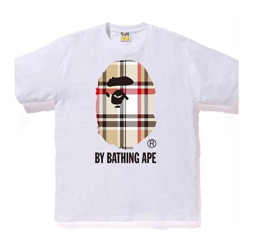 BAPE A Bathing Ape Check by Bathing Tee White/Beige