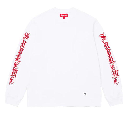 Supreme Old English Long Sleeve White