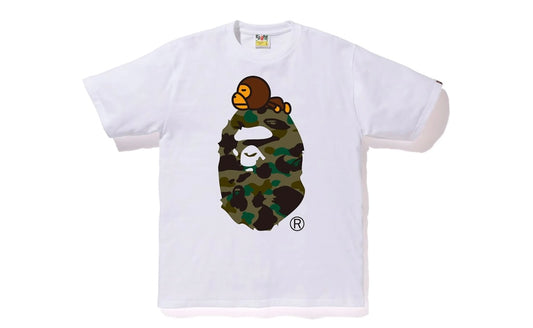 Bape 1st Camo Milo on Big Ape Tee White/Green