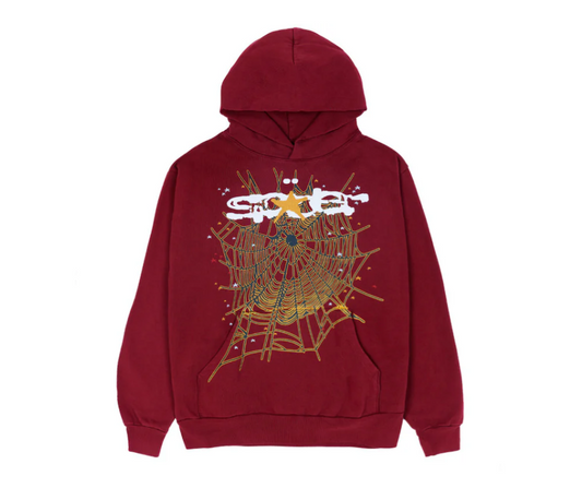 Sp5der Logo Hoodie Maroon