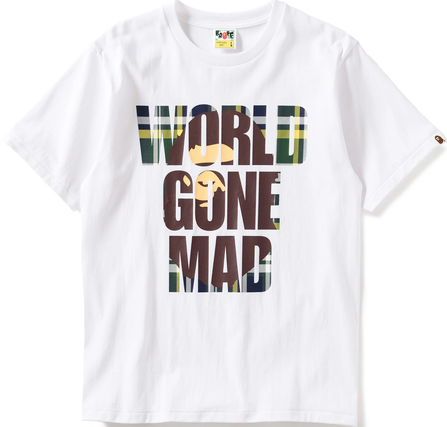 BAPE Woodland Camo World Gone Mad Tee White