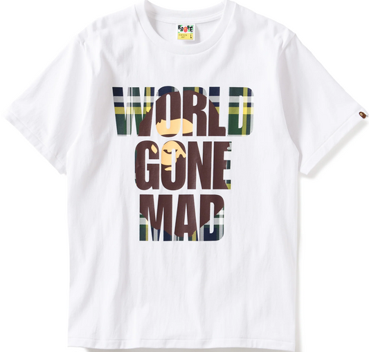 BAPE Woodland Camo World Gone Mad Tee White