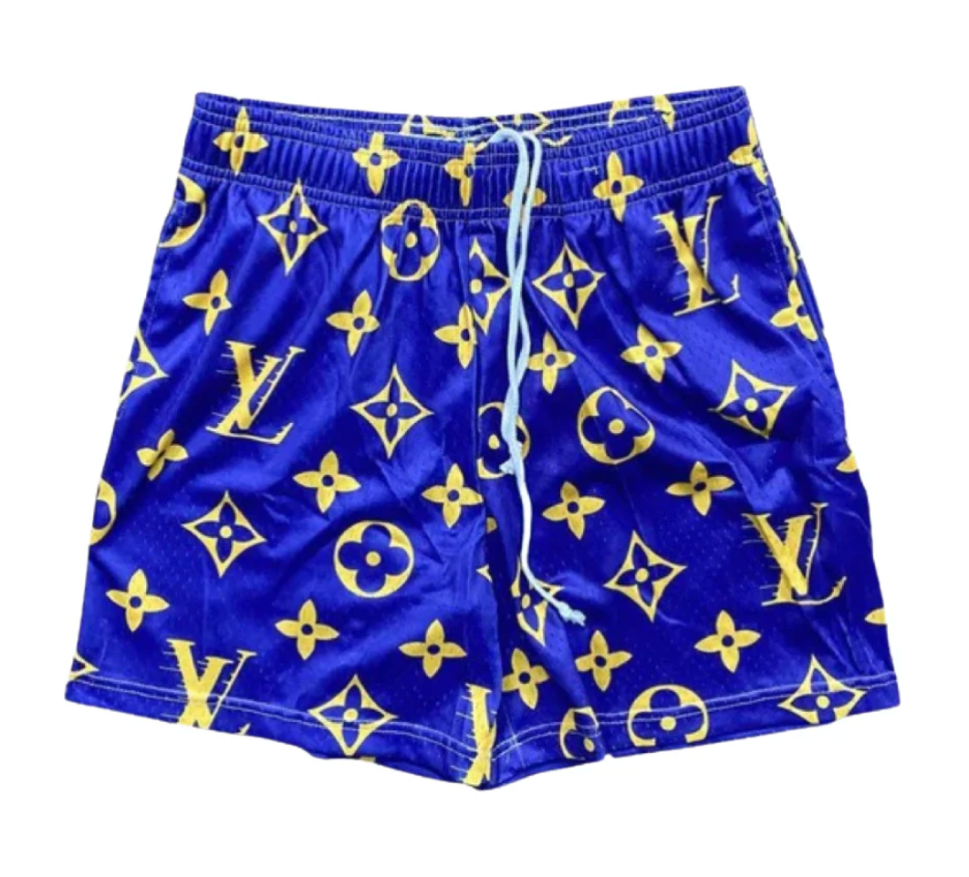 Bravest Studios Blue Yellow LV Print Shorts