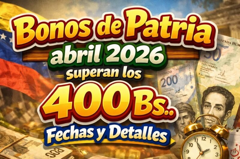 Bonos de Patria abril 2026 superan los 400 Bs.: fechas y detalles