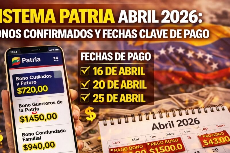 Sistema Patria abril 2026: bonos confirmados y fechas clave de pago
